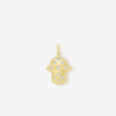 Medium Diamond Sand Blasted Hamsa Pendant