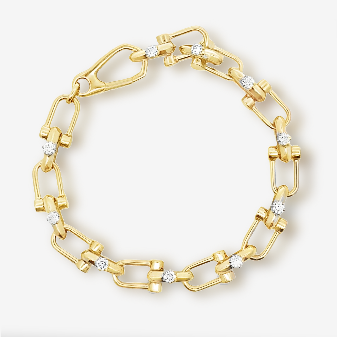 Medium Diamond Solitaires Bead U Link Bracelet