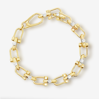 Medium Diamond Solitaires Bead U Link Bracelet
