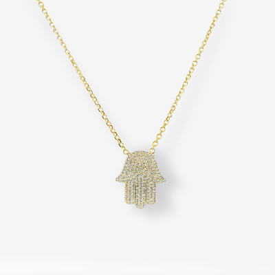Medium Pave' Hamsa Necklace