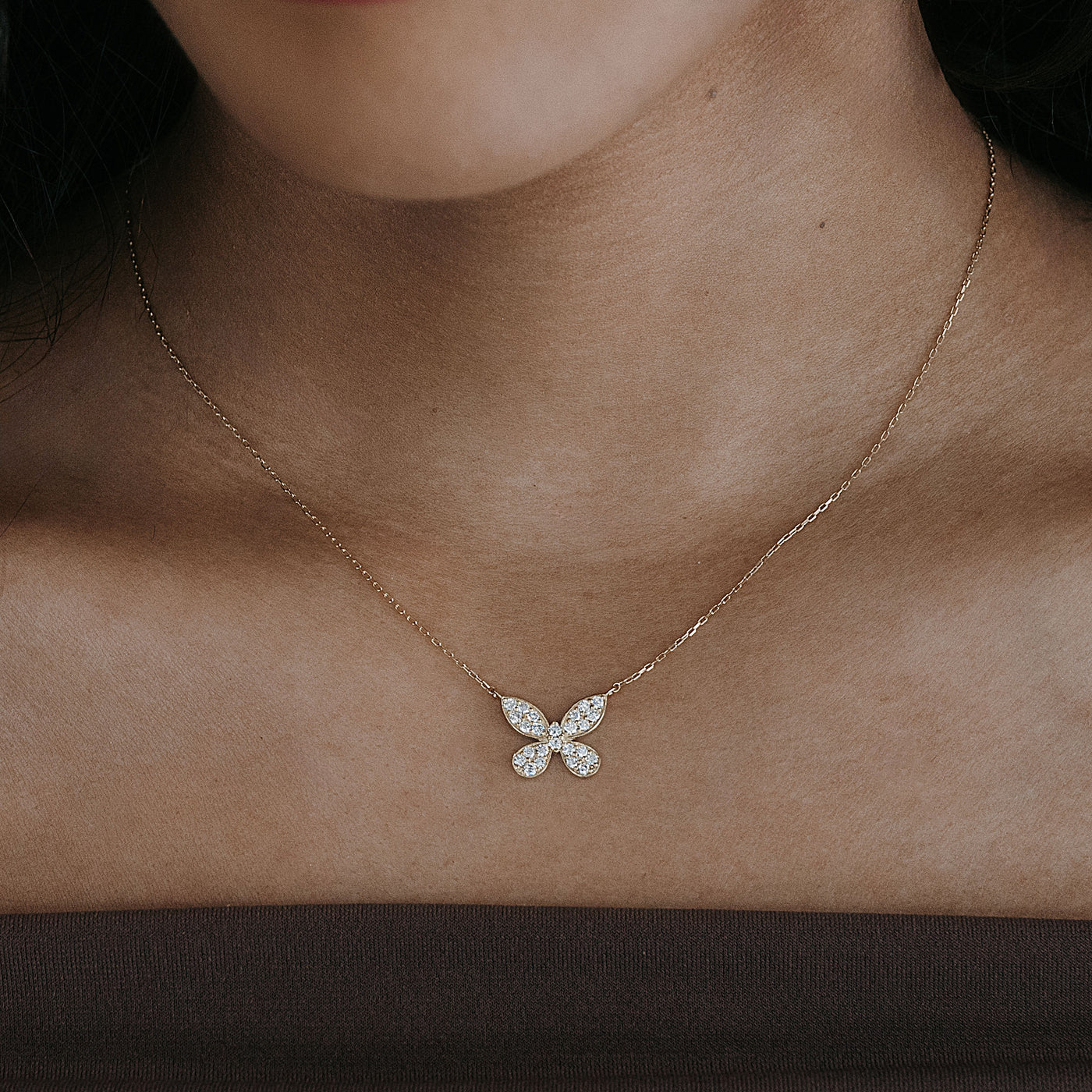 pave diamond butterfly necklace