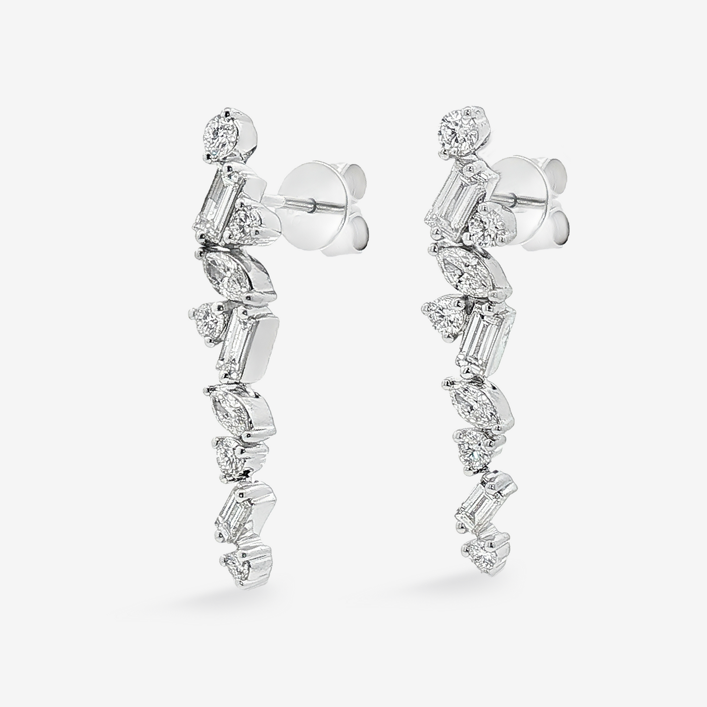 Mixed Cut Diamond Dangle Earrings