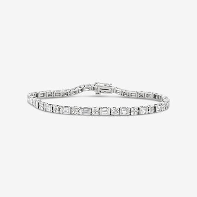 baguette and round cut diamond tennis bracelet