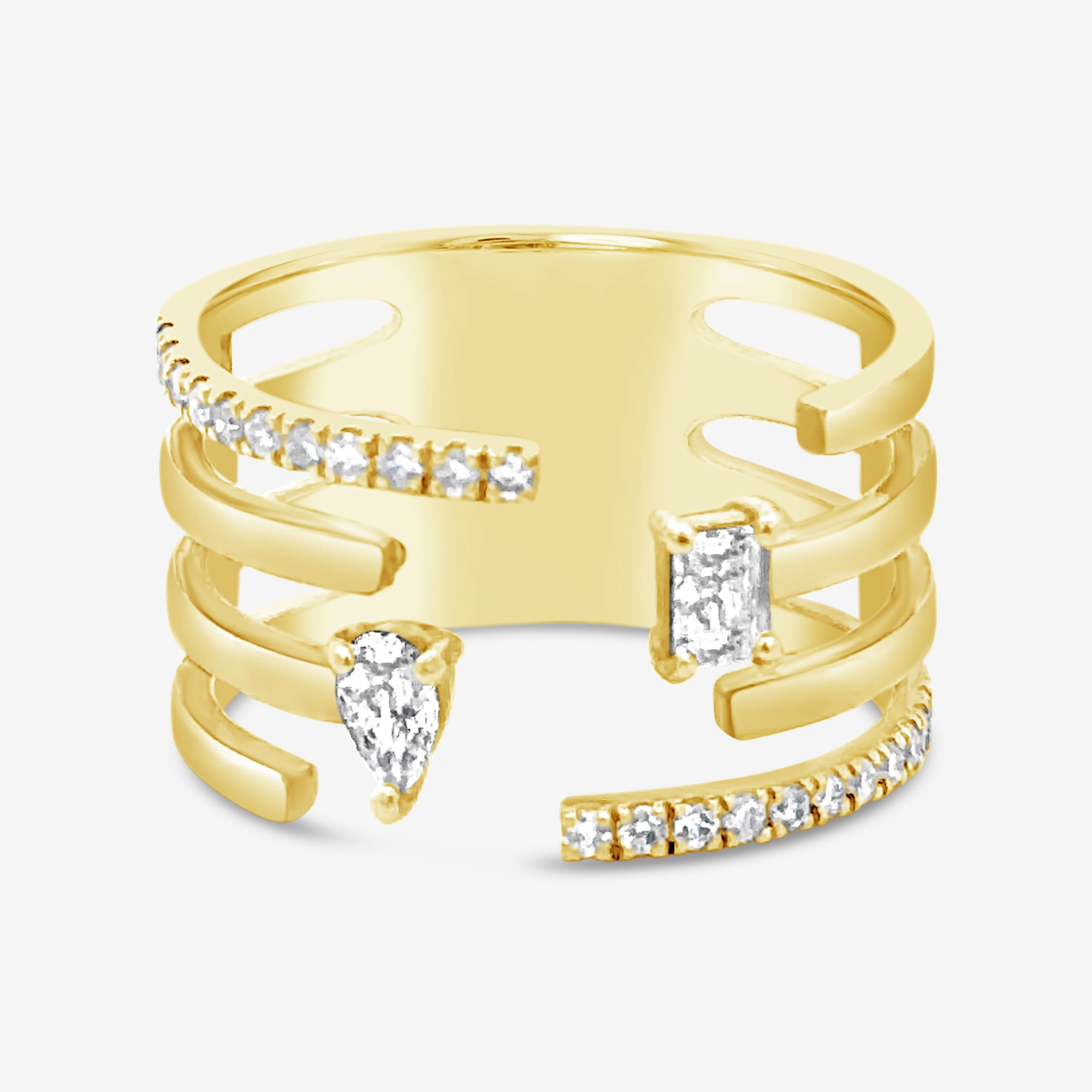 multi diamond cuff ring