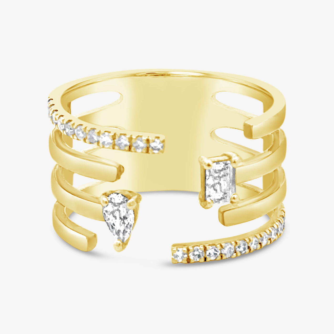 multi diamond cuff ring