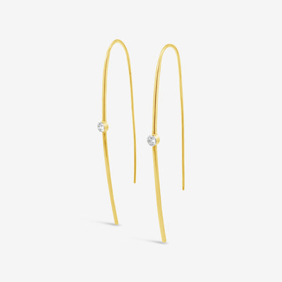 diamond and gold threader earrings