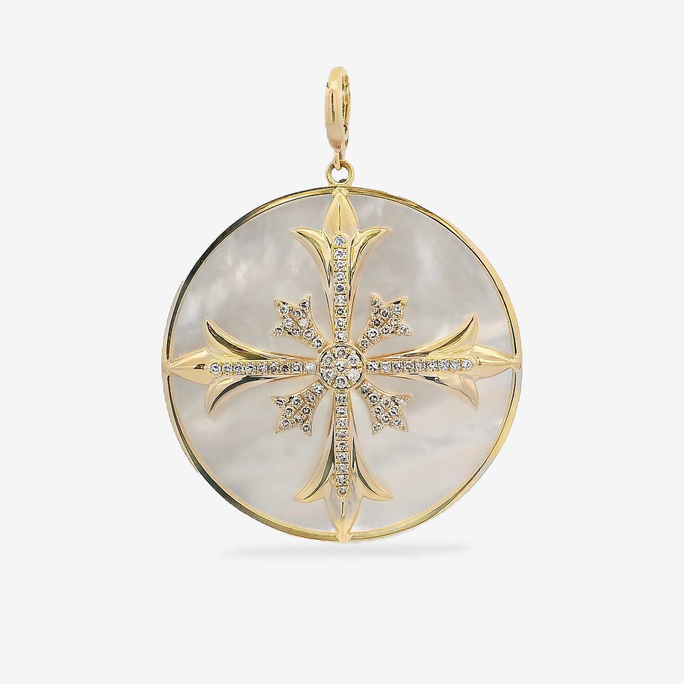 Mother of Pearl & Diamond Maltese Cross Charm