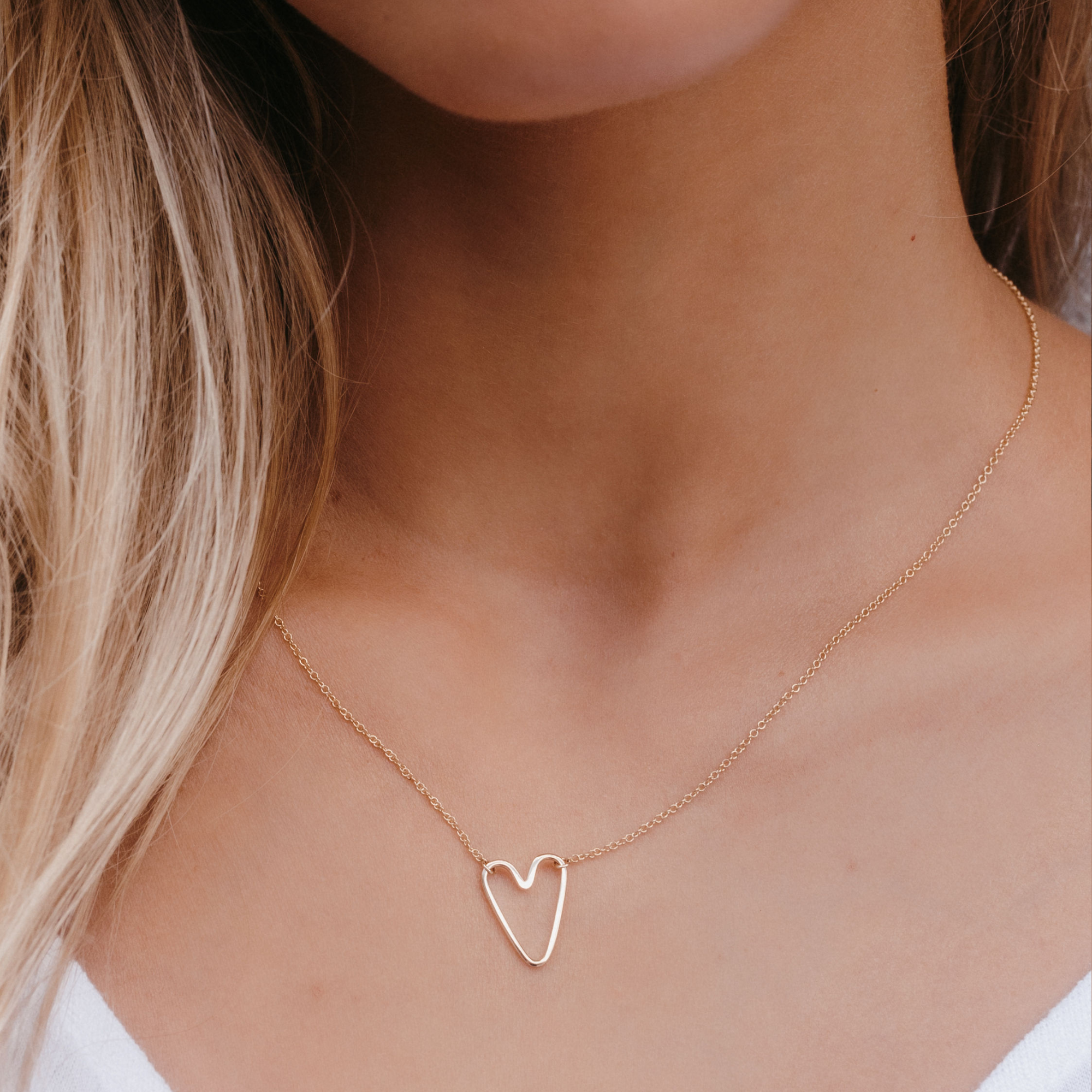 gold open heart necklace