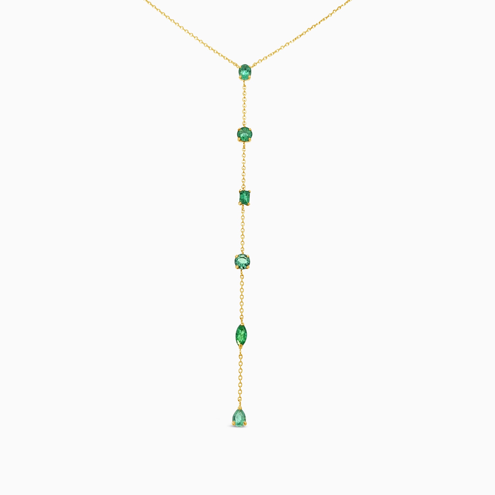 multi shape emerald lariat necklace