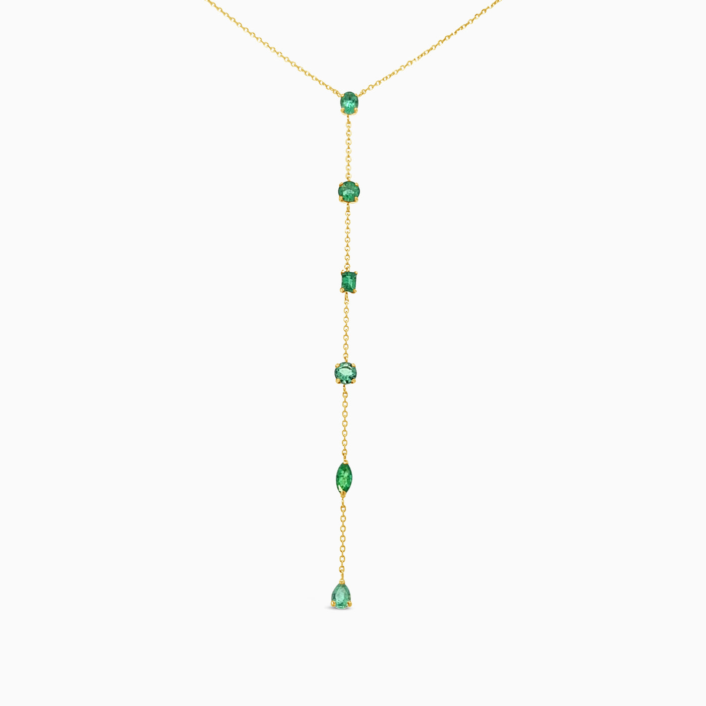 multi shape emerald lariat necklace