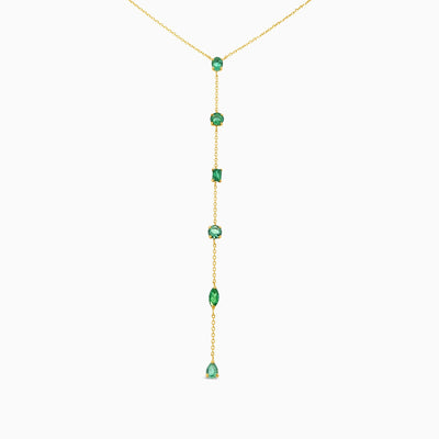 multi shape emerald lariat necklace
