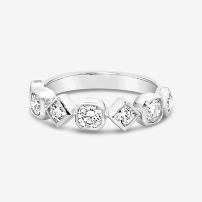 multi shape bezel set diamond ring