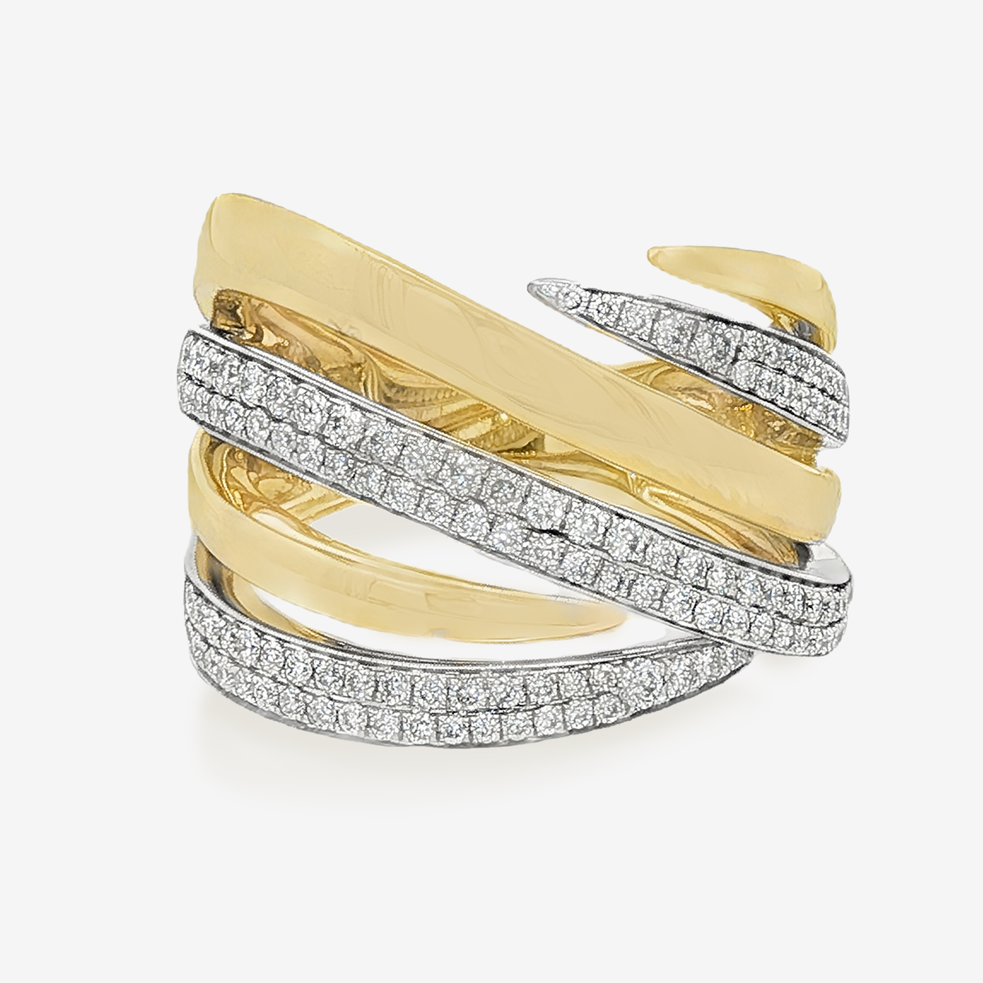 Multi Cross Over Diamond Ring