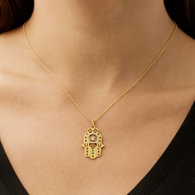 Open Cutout Diamond Hamsa Charm
