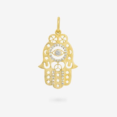 Open Cutout Diamond Hamsa Charm