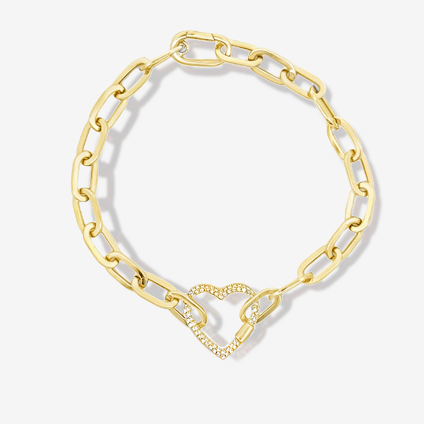 Open Diamond Heart Paper Clip Link Bracelet