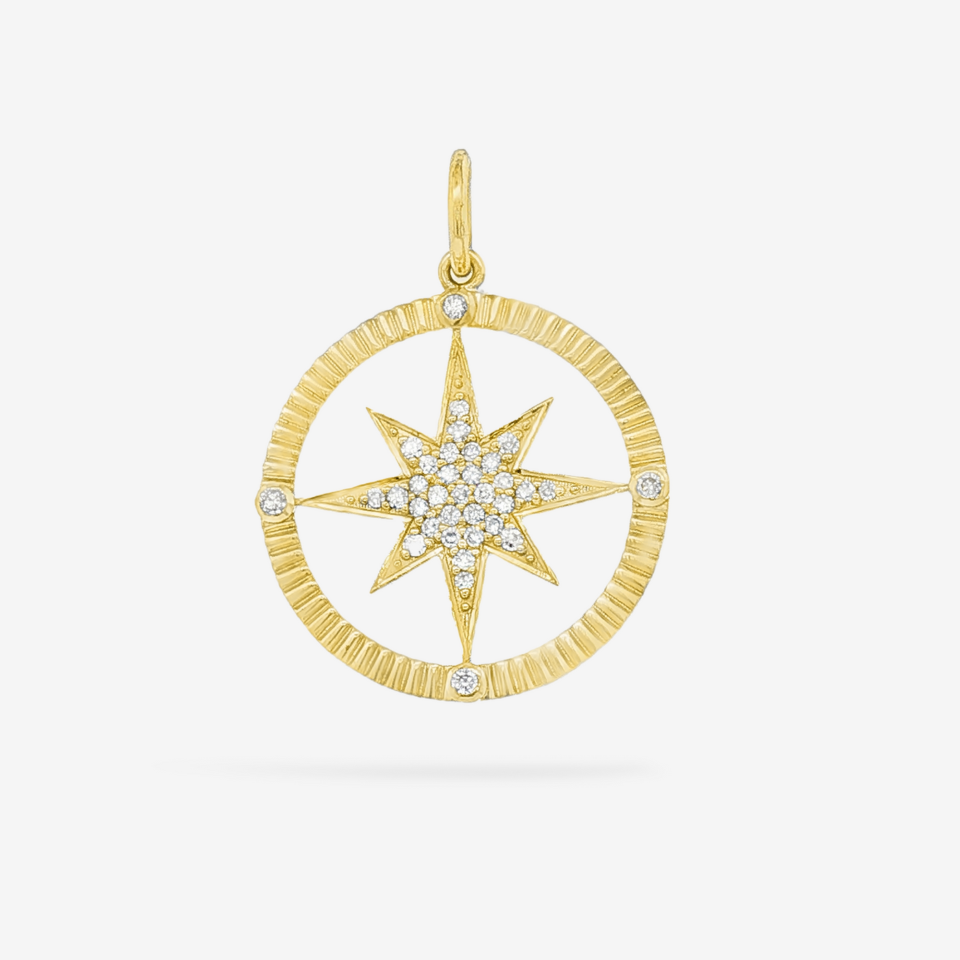 Open Disc Diamond Compass Charm