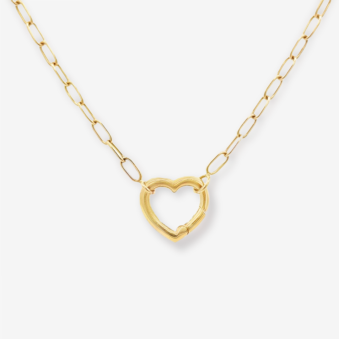 Open Heart Charm Paper Clip Necklace – Mavilo