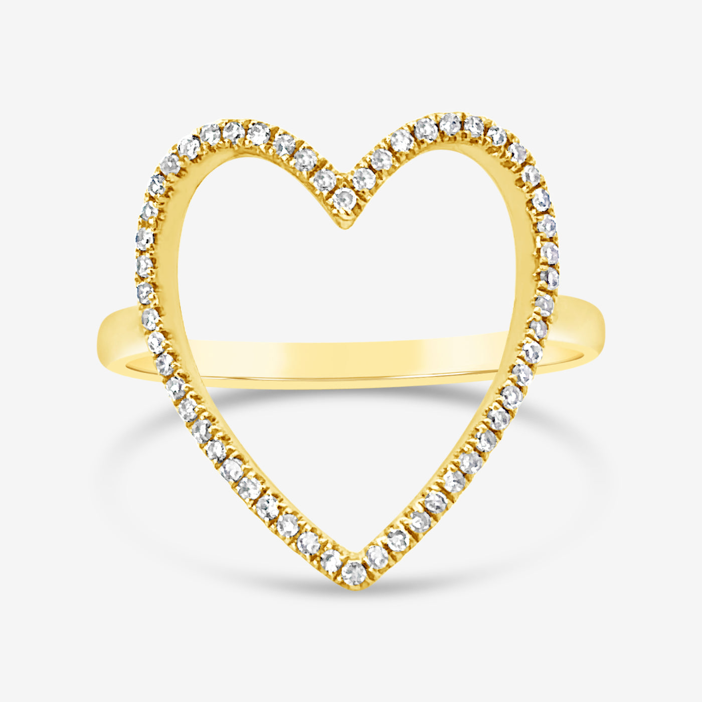 diamond open heart ring