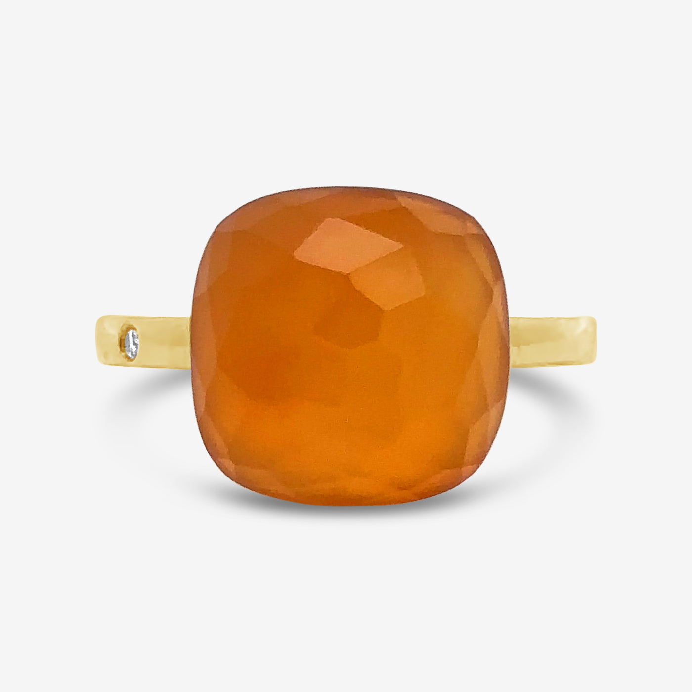 orange agate and diamond ring