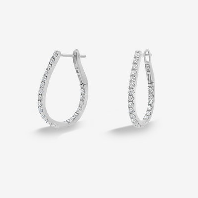 Oval 0.75" Eternity 0.65CT Hoop Earrings