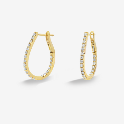 Oval 0.75" Eternity 0.65CT Hoop Earrings