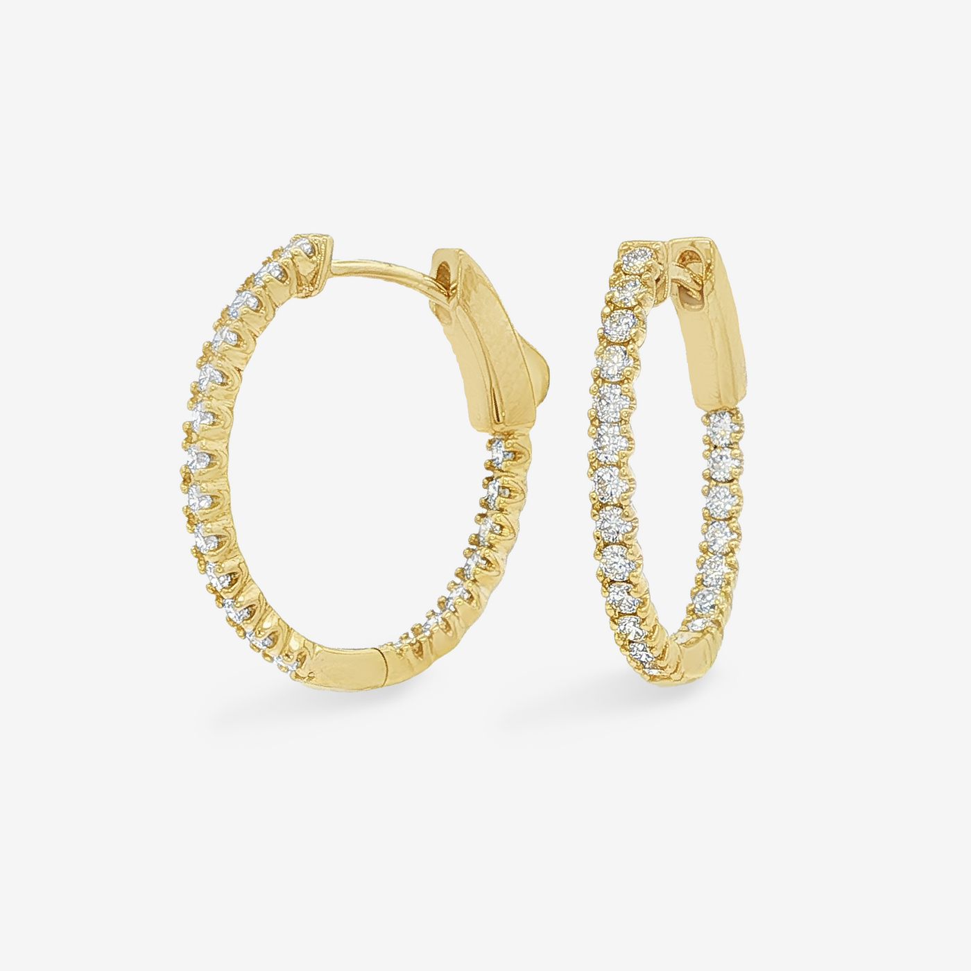 Oval 0.75" Eternity 0.90CT Hoop Earrings