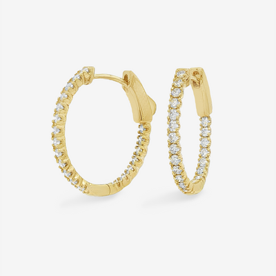 Oval 0.75" Eternity 0.90CT Hoop Earrings
