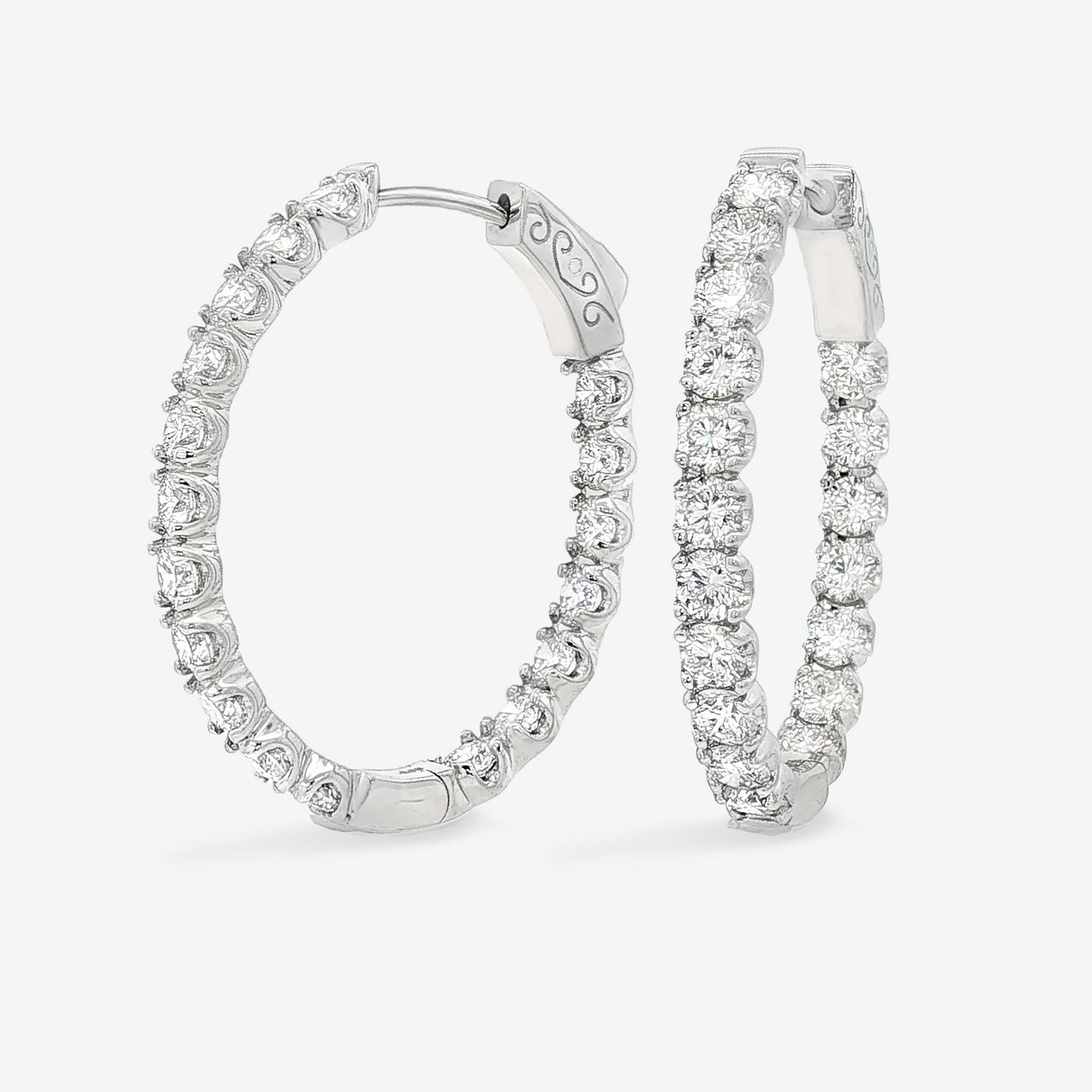 Oval 1.25" Eternity 4.00CT Hoop Earrings