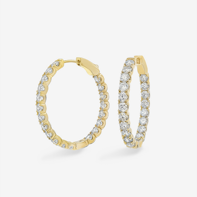 Oval 1.25" Eternity 5.00CT Hoop Earrings