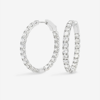 Oval 1.25" Eternity 5.00CT Hoop Earrings
