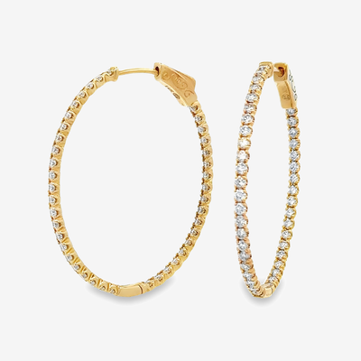 Oval 1.5" Eternity 1.95CT Hoop Earrings