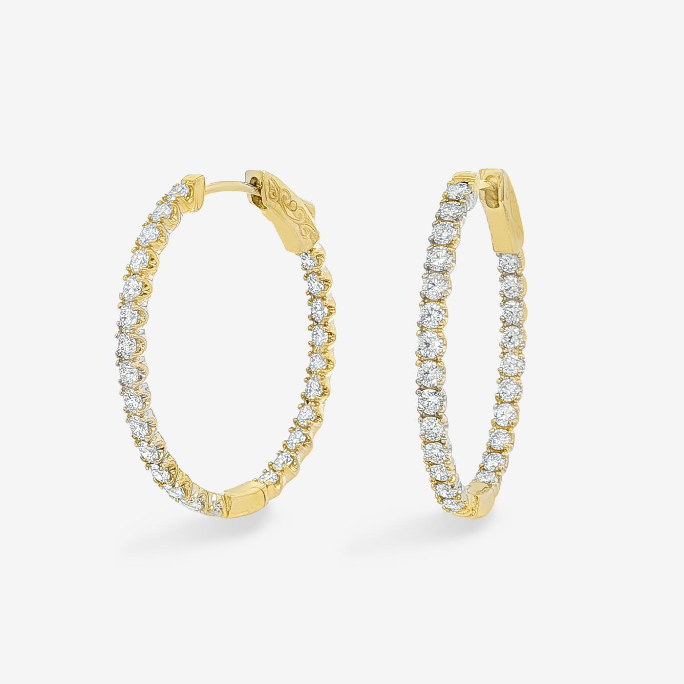 Oval 1" Eternity 1.90CT Hoop Earrings