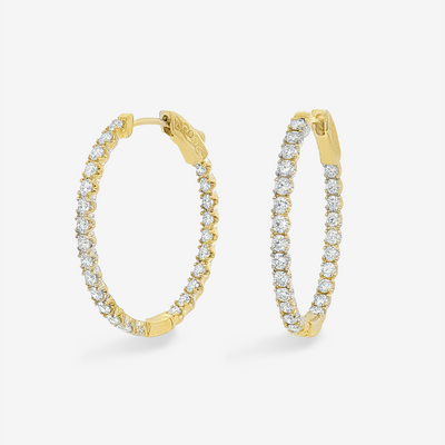 Oval 1" Eternity 1.90CT Hoop Earrings