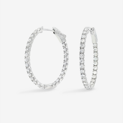 Oval 1" Eternity 1.90CT Hoop Earrings