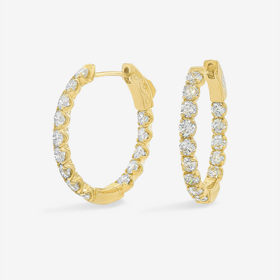 Oval 1" Eternity 2.45CT Hoop Earrings