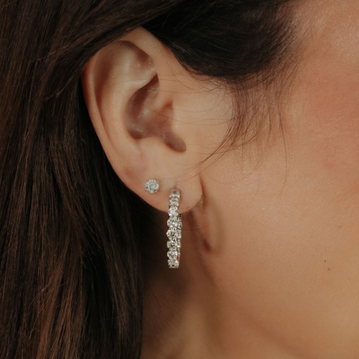 Oval 1" Eternity 3.35CT Hoop Earrings