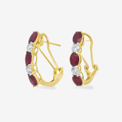 Oval Cut Ruby & Diamond Earrings