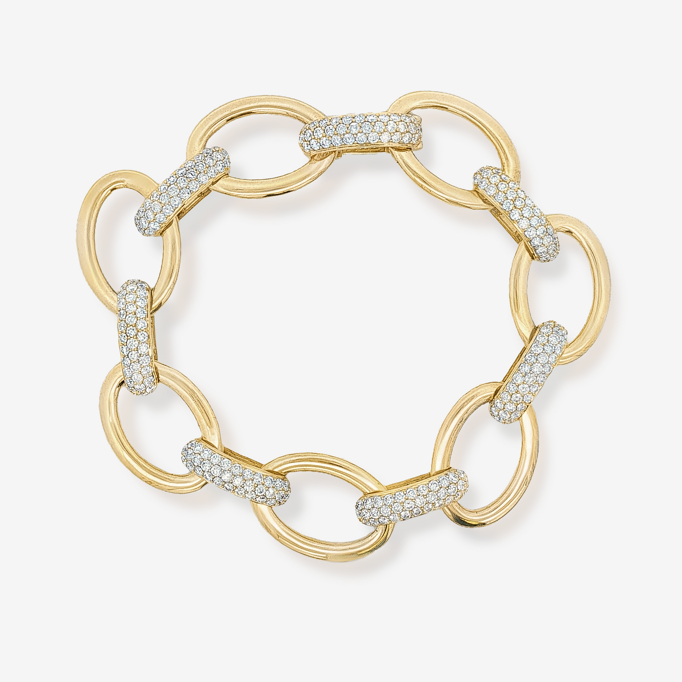 Oval Links Pave Diamond Bar Bracelet