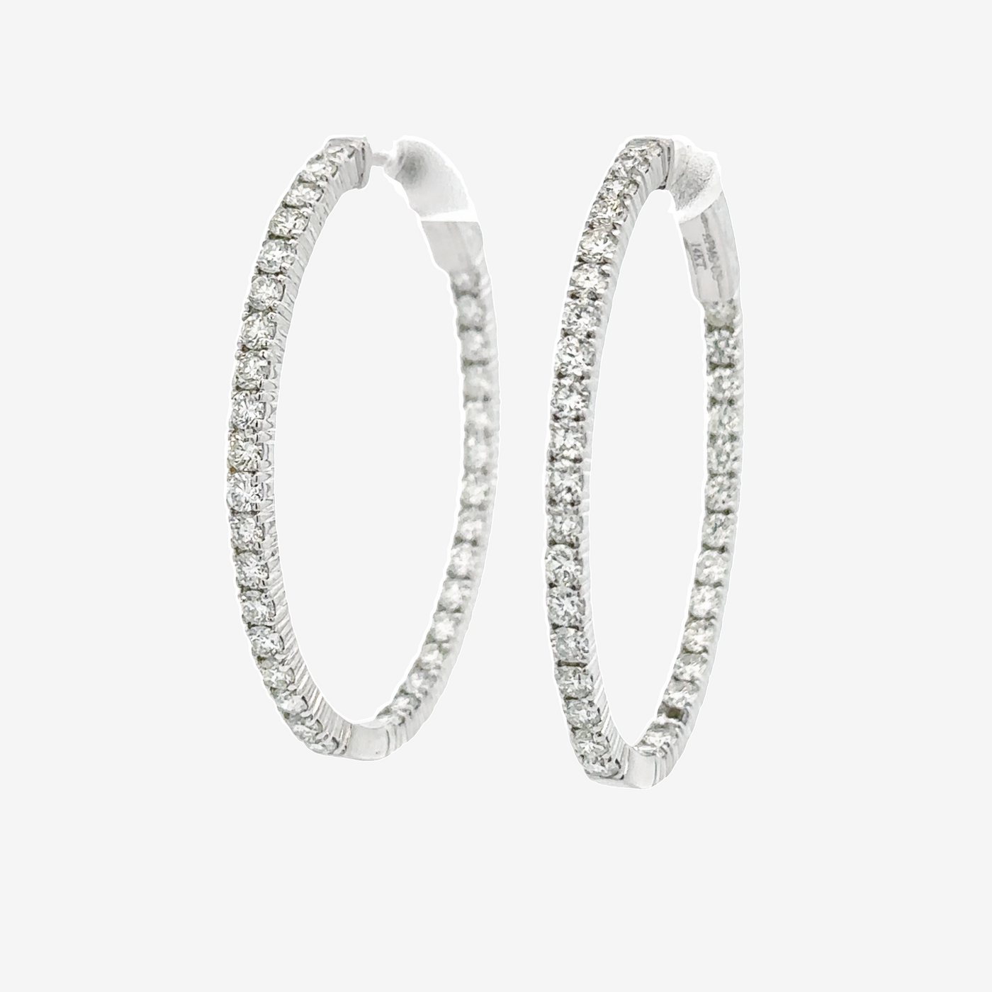 diamond eternity oval hoop earrings
