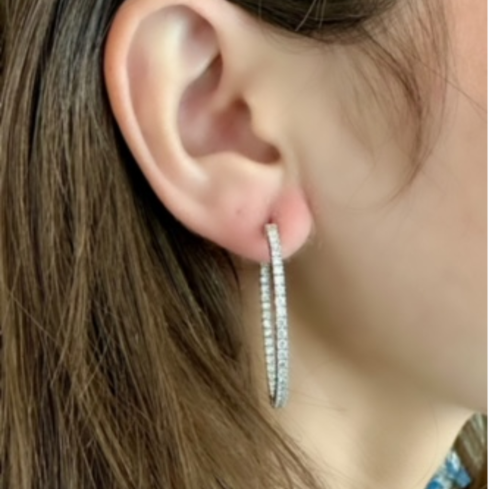 diamond oval hoop earrings