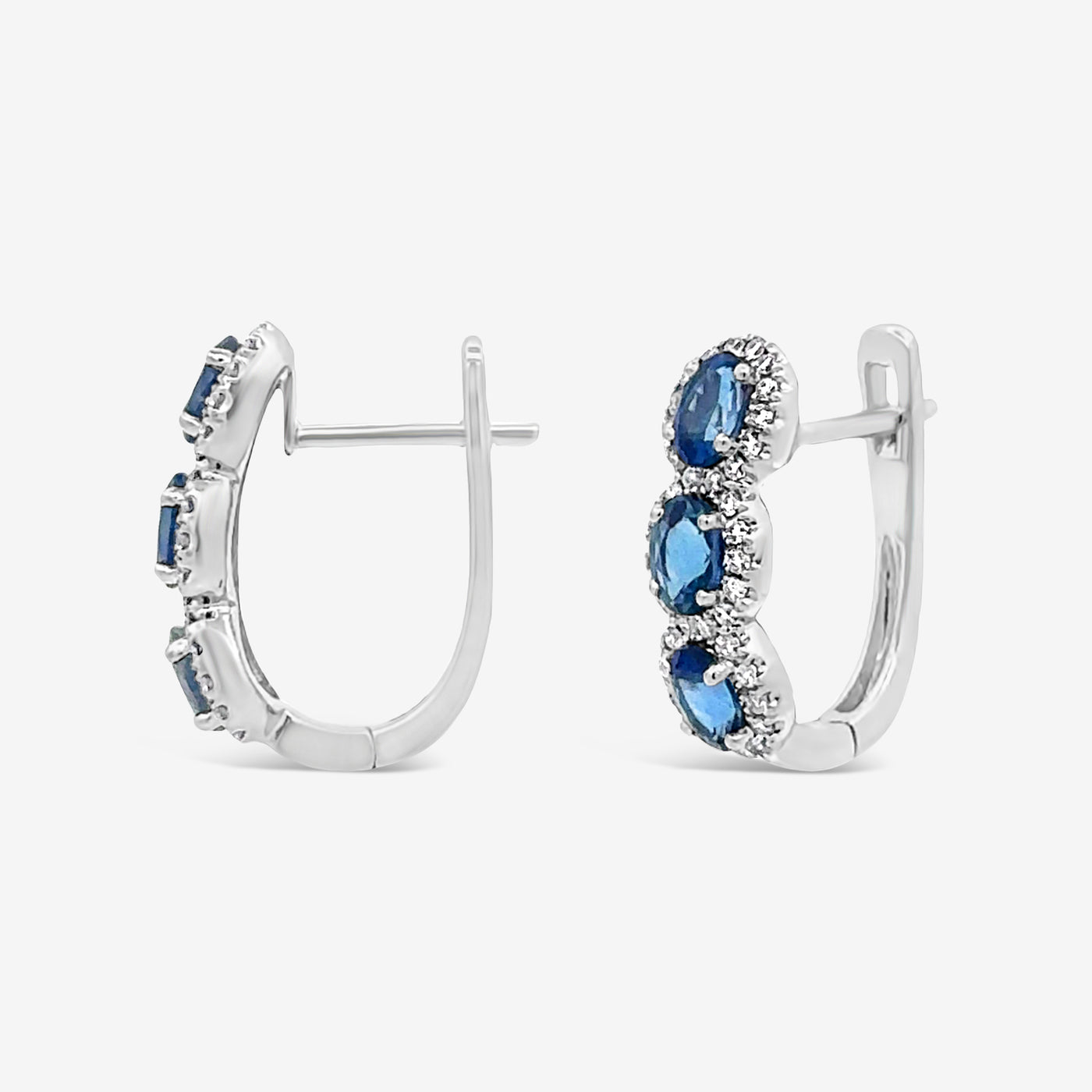 Oval Cut Sapphire & Diamond Halo Earrings