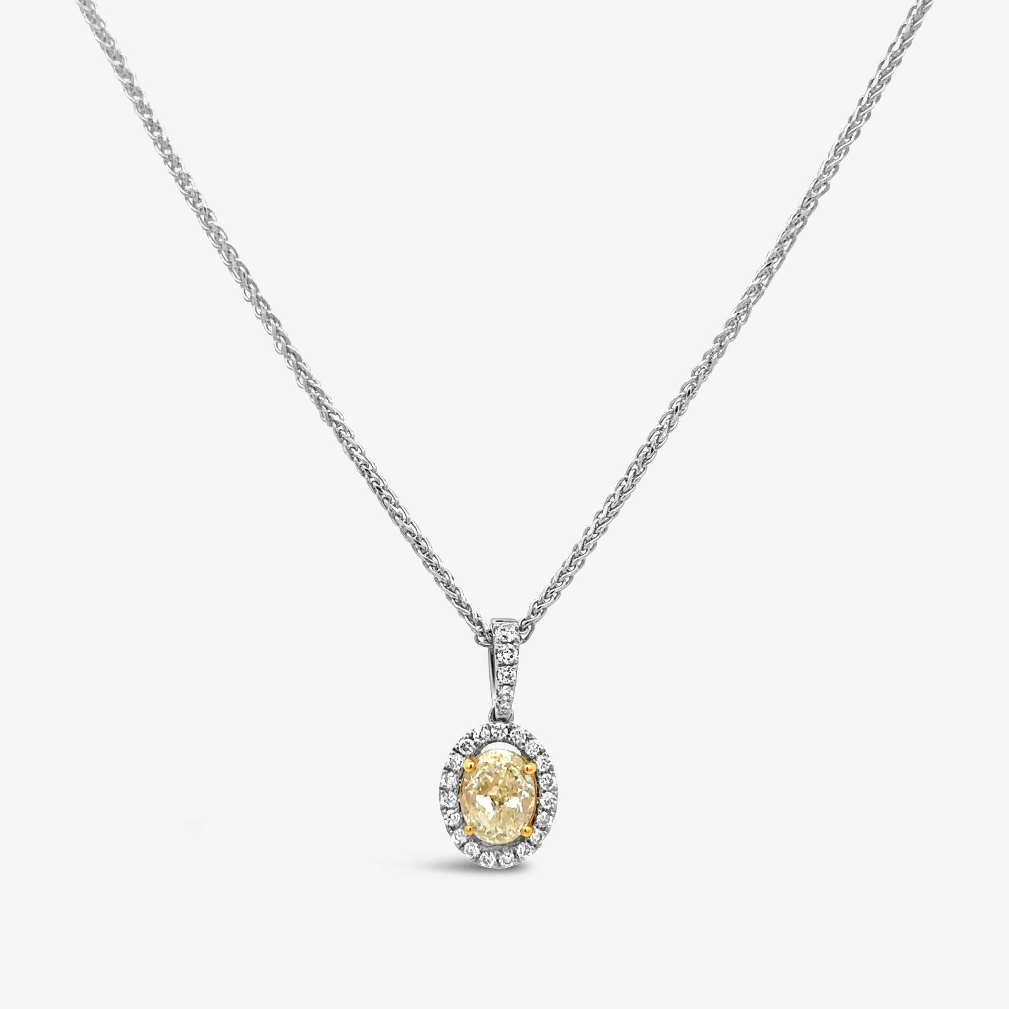 yellow and white diamond neckalce