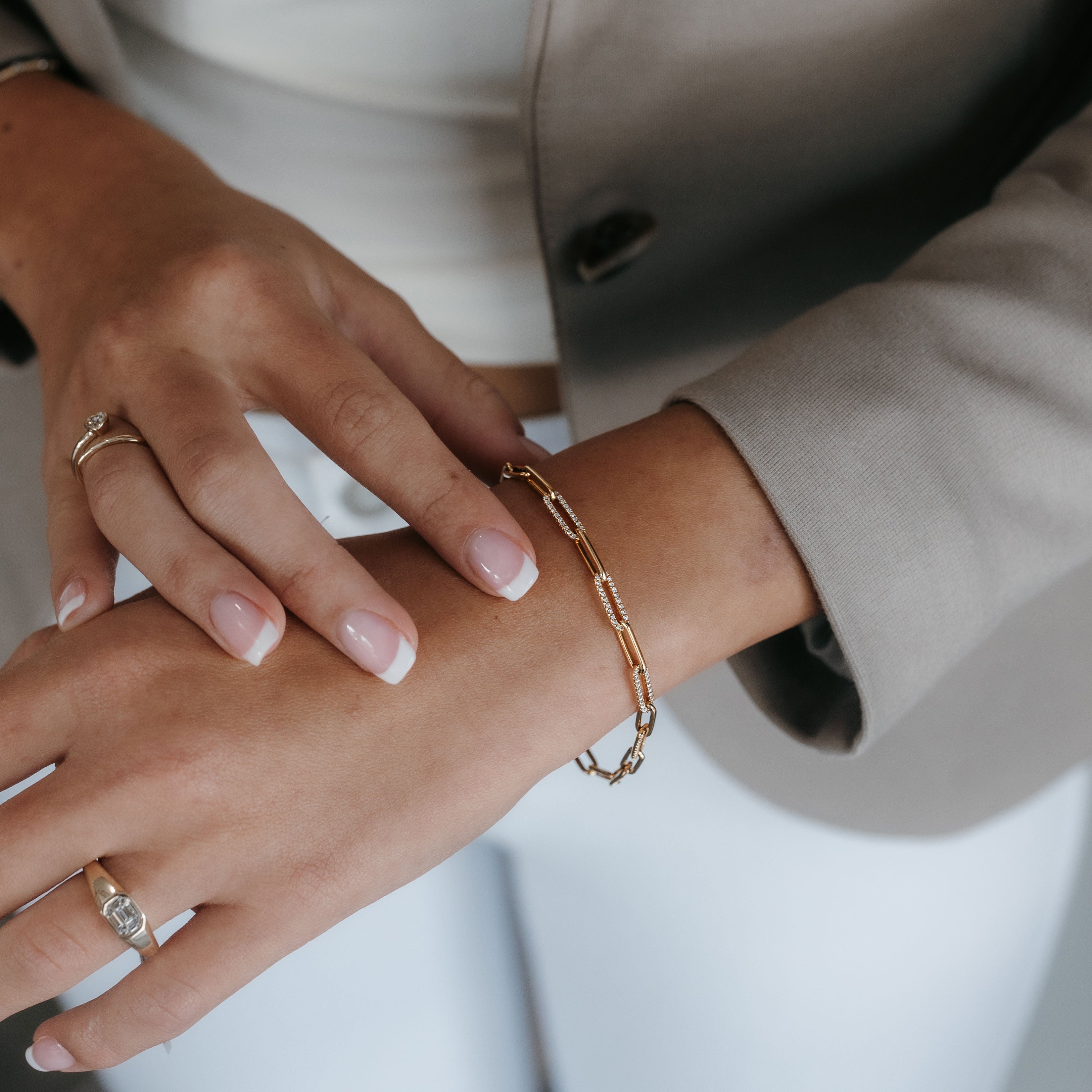 diamond and gold link bracelet