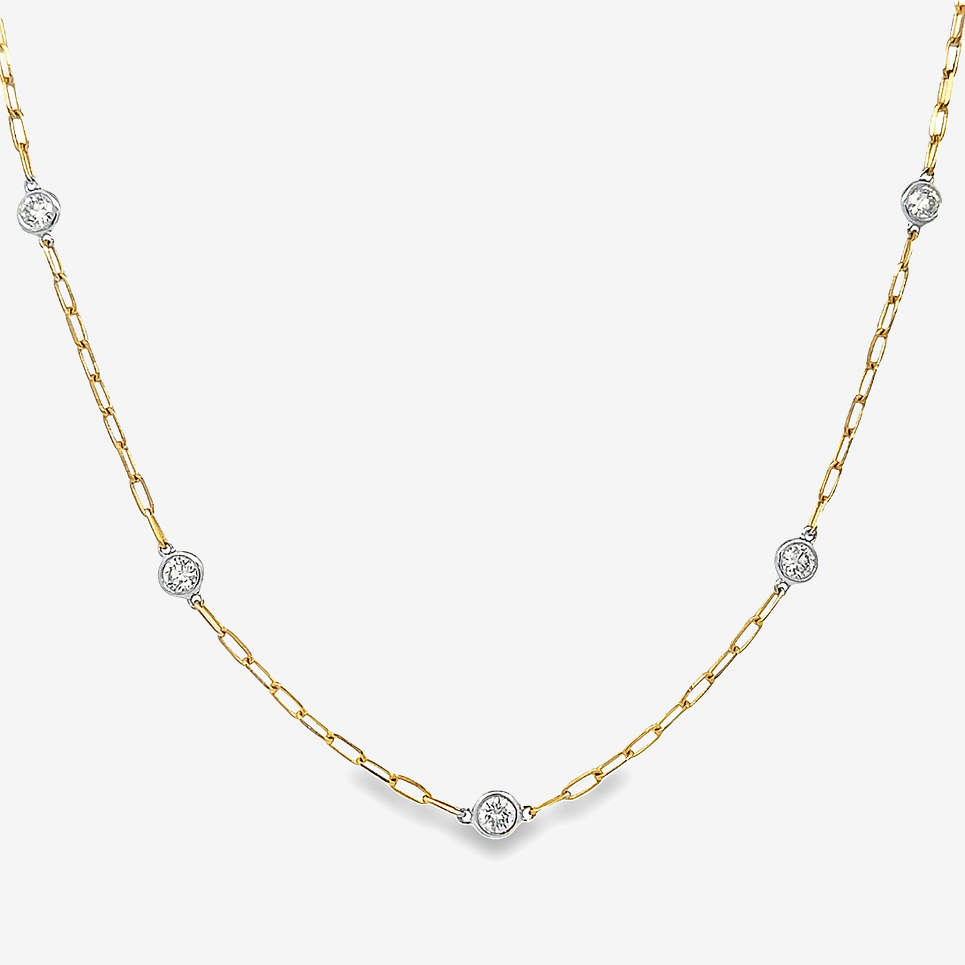 paperclip two tone diamonds by the yard necklace