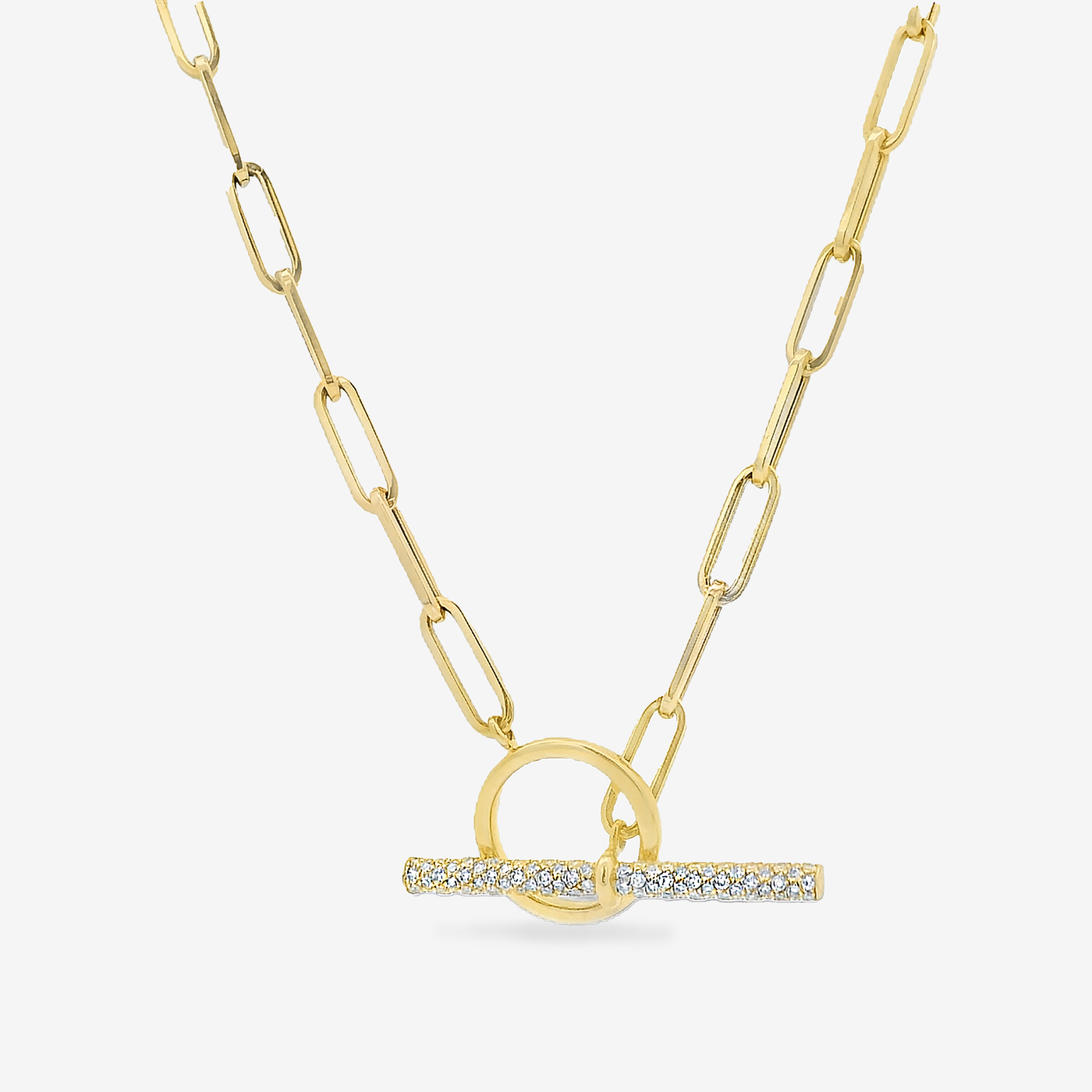 Paperclip Link Diamond Toggle Necklace