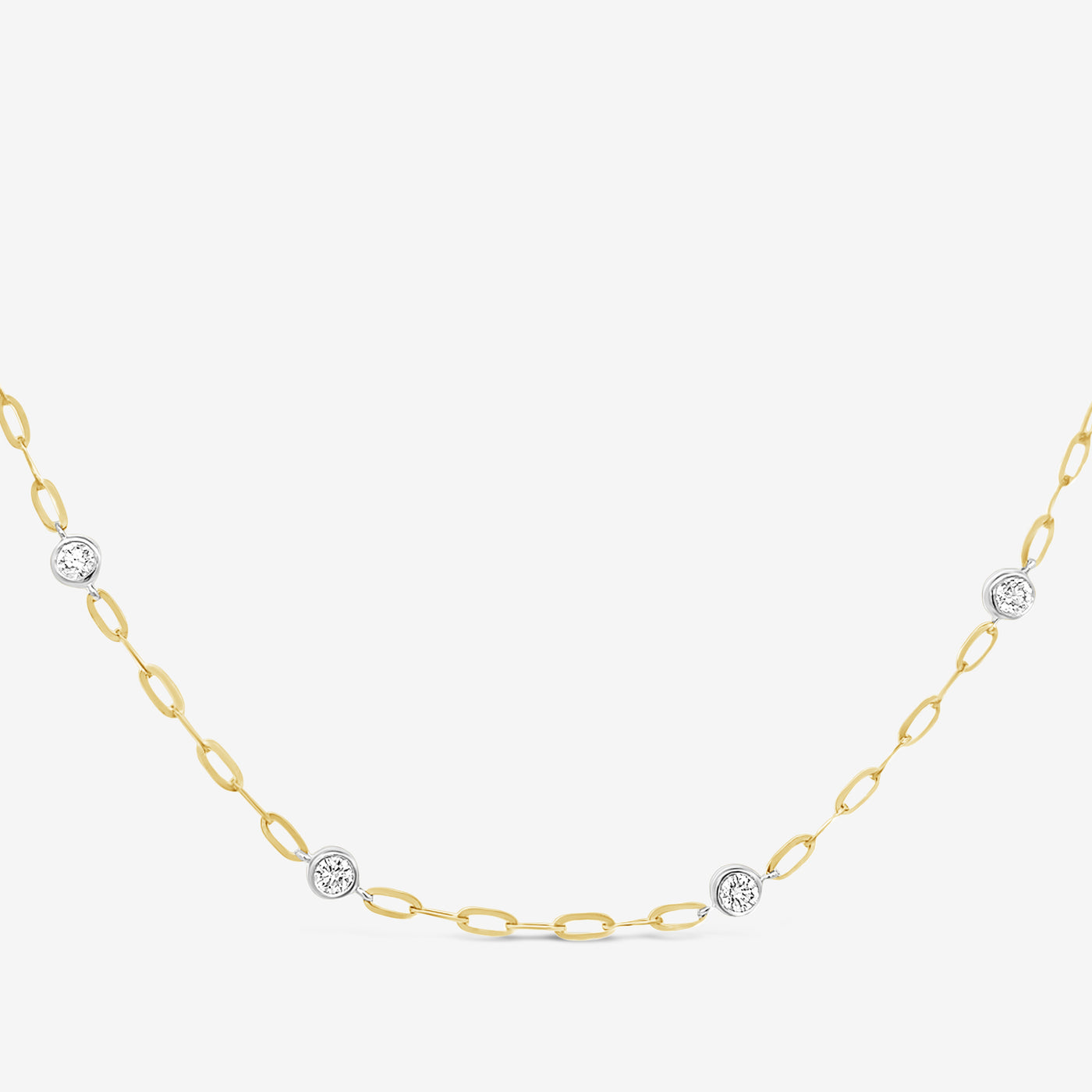 Paperclip 1.10CT 8 Diamonds By The Yard 2 Tone Necklace