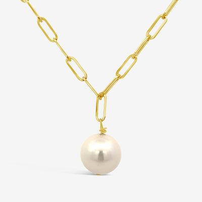 Paperclip Pearl Drop Necklace