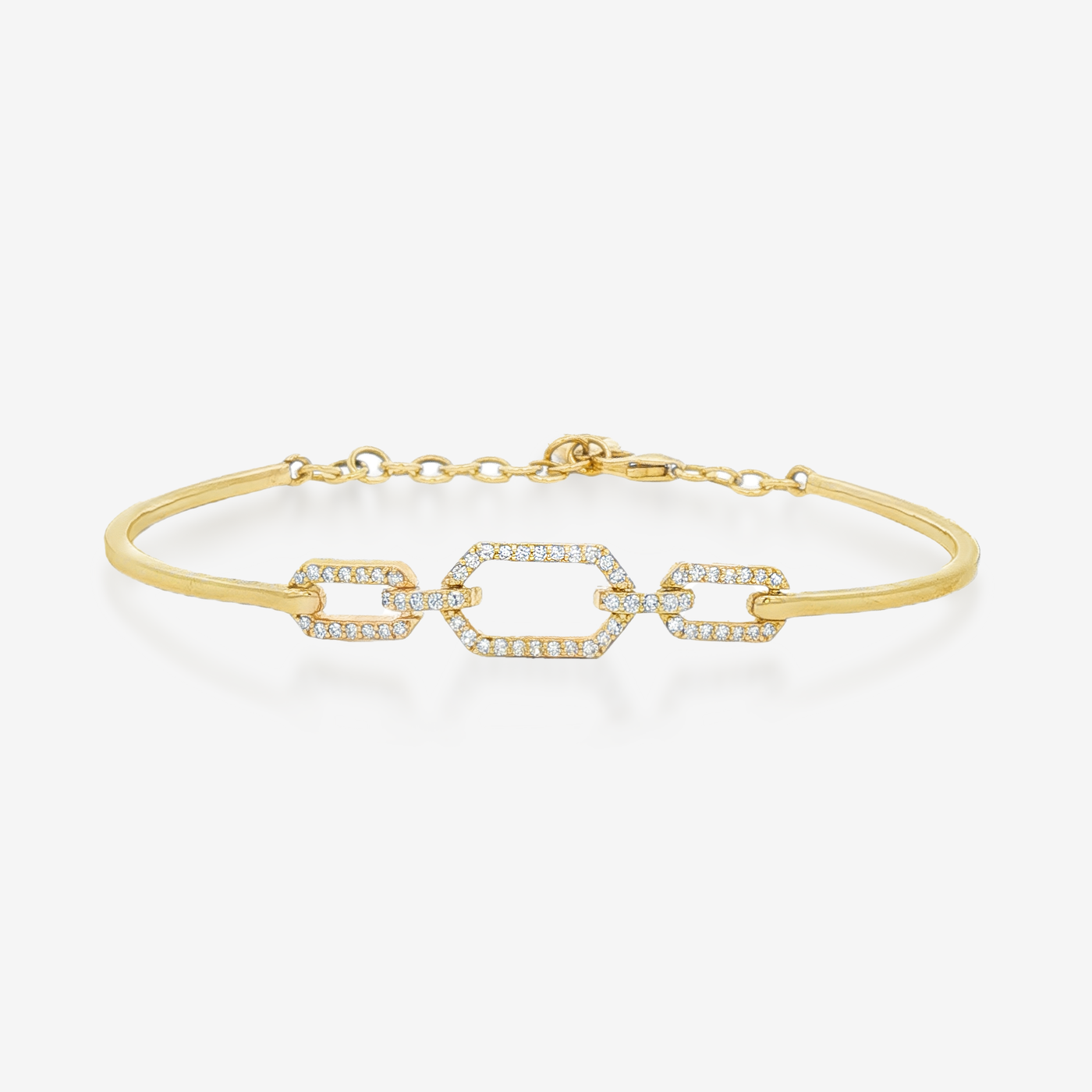 Pave Geometric Diamond & Gold Bracelet