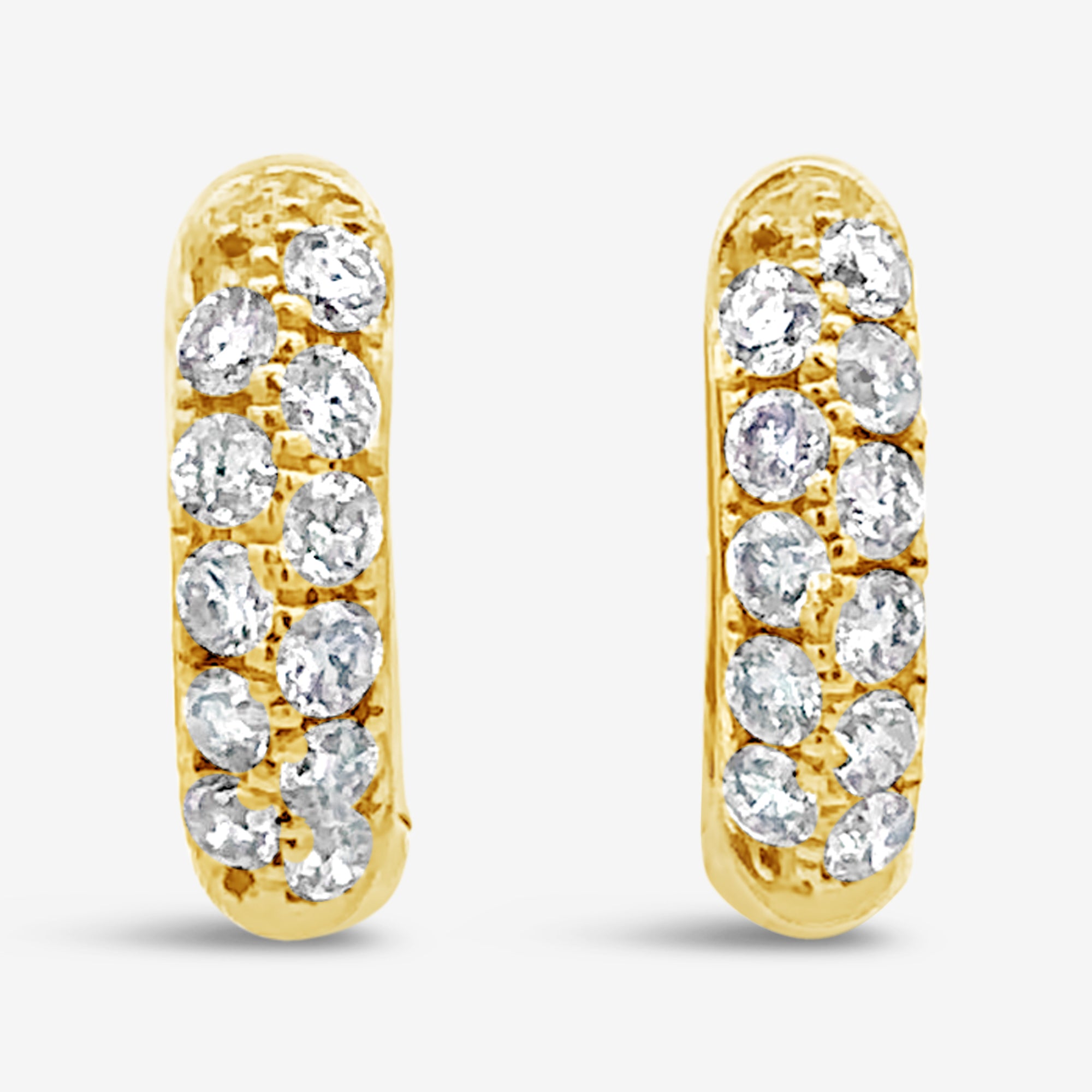 two row diamond huggie earrings